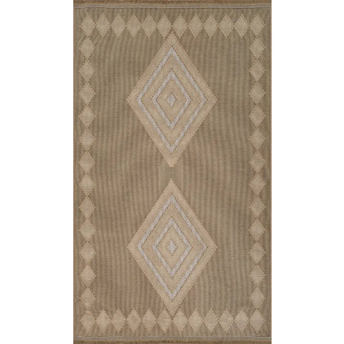 KEYURI Cottage Tan/Light Beige Machine Washable Jute Rug