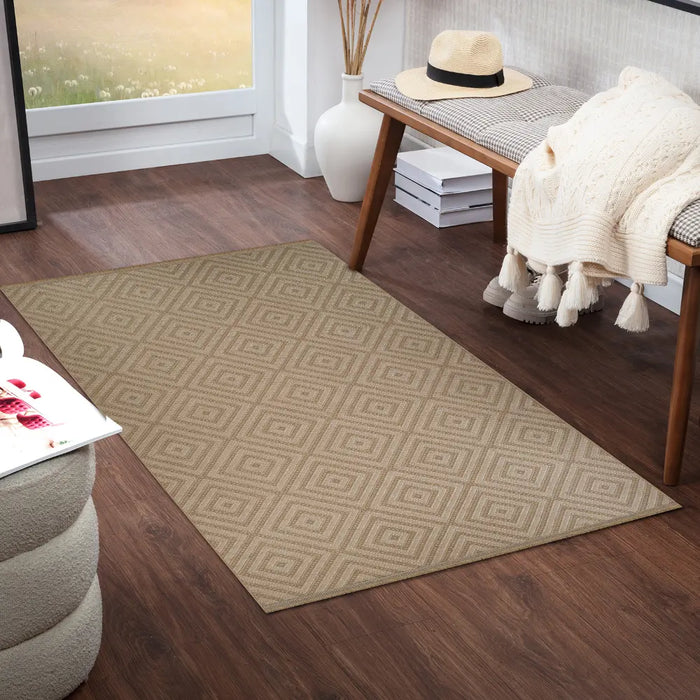 CHARDY Cottage Tan/Light Beige Machine Washable Jute Rug