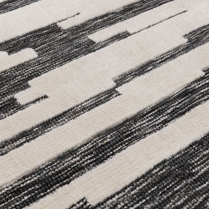 Asiatic mason ikat Grey, Black, Cream Living Room Geometric Rug.