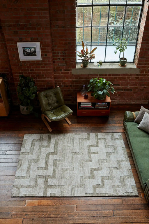 Asiatic mason maze Green, Cream Living Room Geometric Rug.