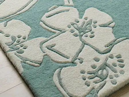 Asiatic devore matrix max12 blue Blue, Ivory  Wool Rug.