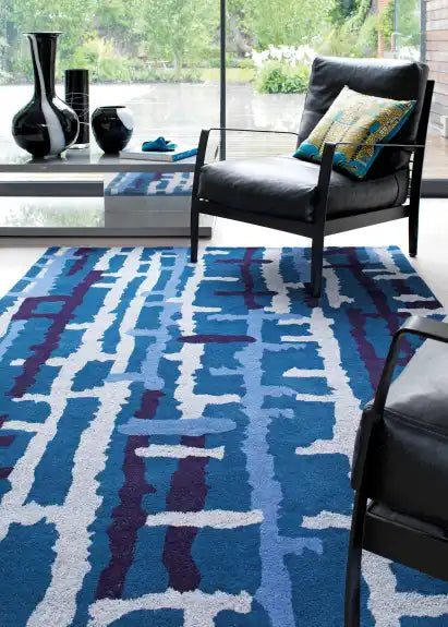 Asiatic ripley matrix max40 twilight Blue Living Room Wool Rug.