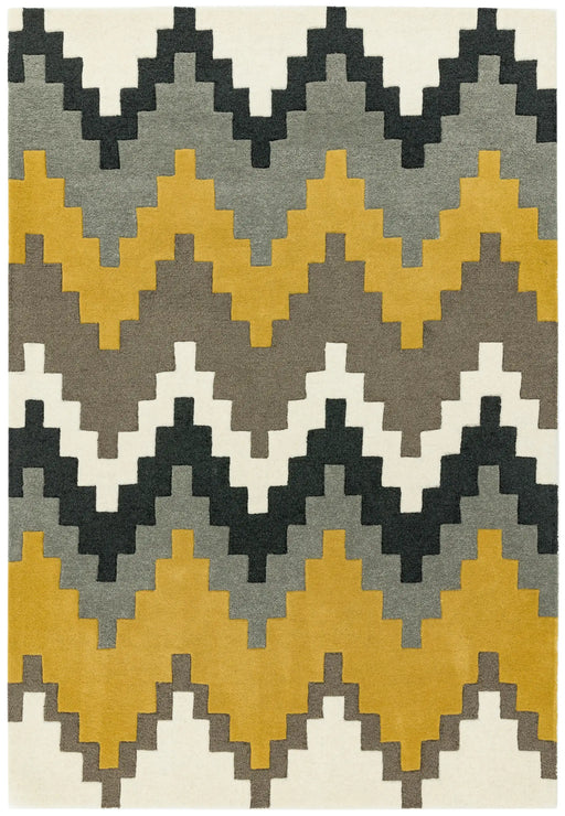 Asiatic cuzzo matrix max69 Yellow, Ivory, Multicoloured  Wool Rug.