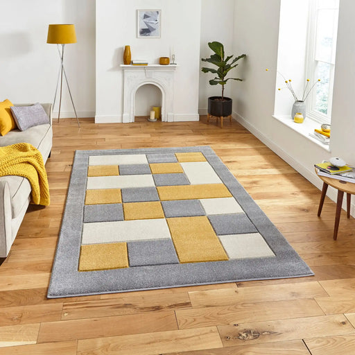 Think Rugs matrix think mt04 grey yellow Grey, Yellow, Multicoloured Living Room  Rug.