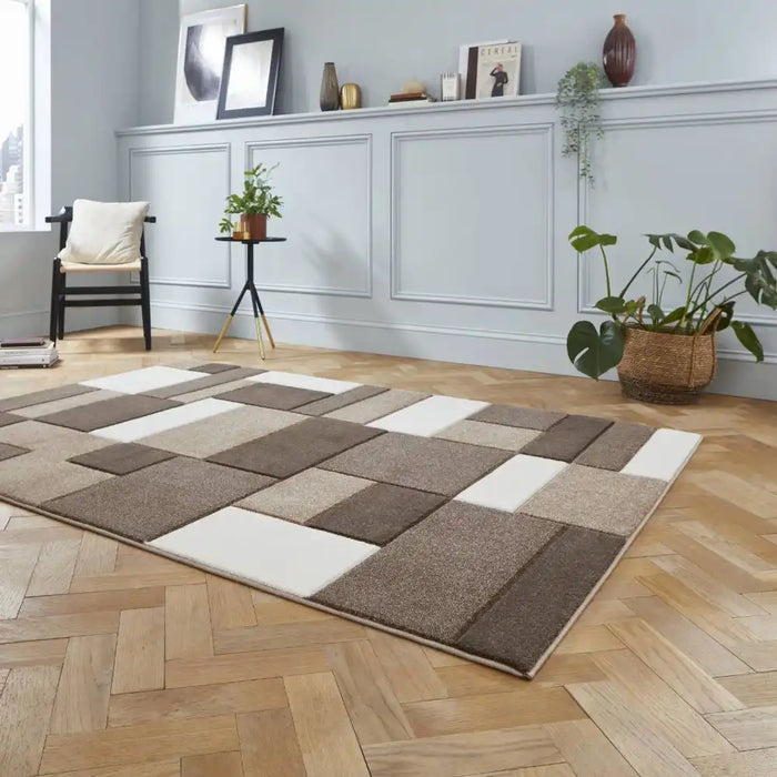 Think Rugs matrix think mt61 beige brown Brown, Beige Living Room  Rug.