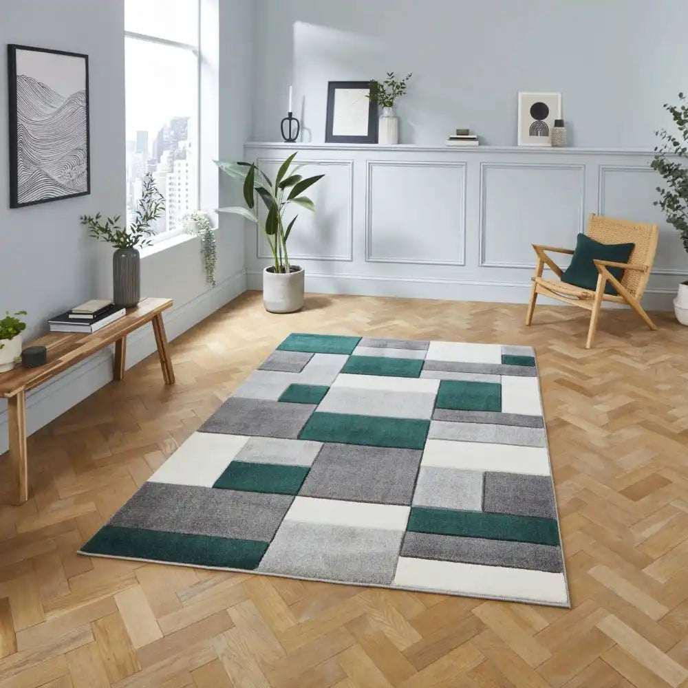 Matrix Think Grey Green Rug | Stain Resistant & Hard-wearing ...