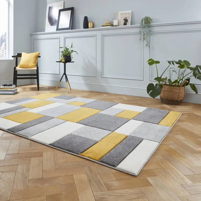 Think Rugs matrix think mt61 grey yellow Grey, Yellow Living Room  Rug.