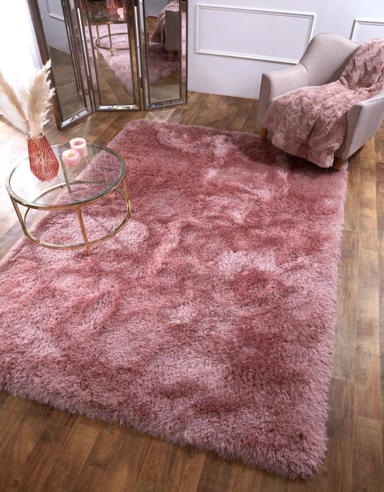 HMC mayfair hmc blush Pink Living Room Shaggy Rug.