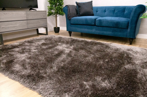 HMC mayfair hmc grey Brown, Grey Living Room Shaggy Rug.
