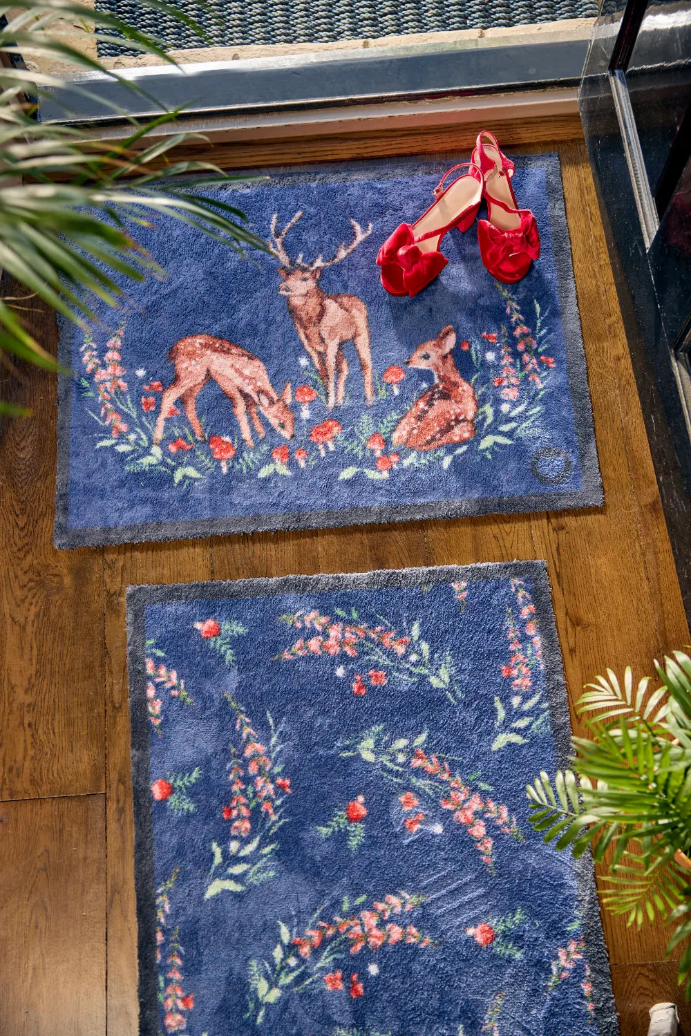 Patterned Hug Rug Meadow Deer Runner Multicoloured Rug — RugsDirect Online