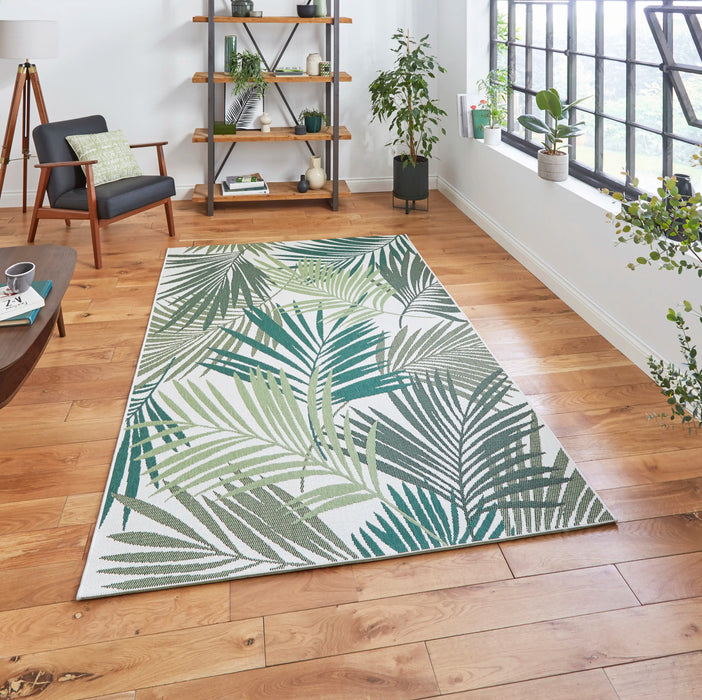 Think Rugs miami 19433 green light beige Green, Beige Living Room Flat Weave Rug.