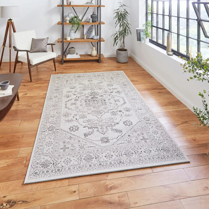 Think Rugs miami 19517 ivory black Black, Ivory Living Room Flat Weave Rug.