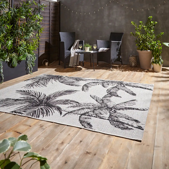 Think Rugs miami a444 cream black Black, Cream Living Room Flat Weave Rug.