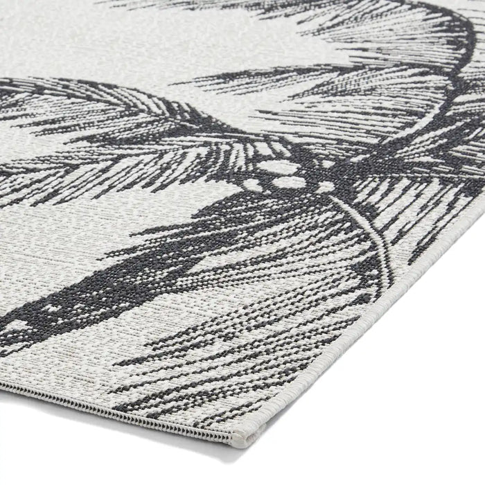 Think Rugs miami a444 cream black Black, Cream Living Room Flat Weave Rug.