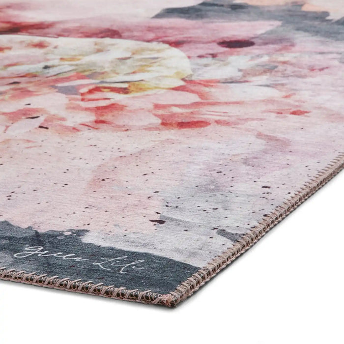 Think Rugs michelle collins floo24 rose black Multicoloured, Pink Living Room Flat Weave Rug.