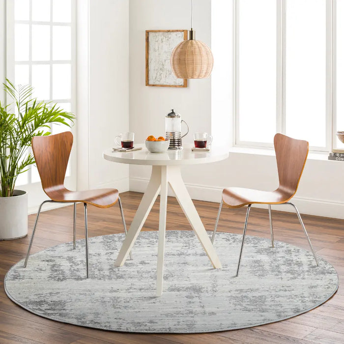 VICTOIRE Abstract Modern Marble Grey/Ivory Rug