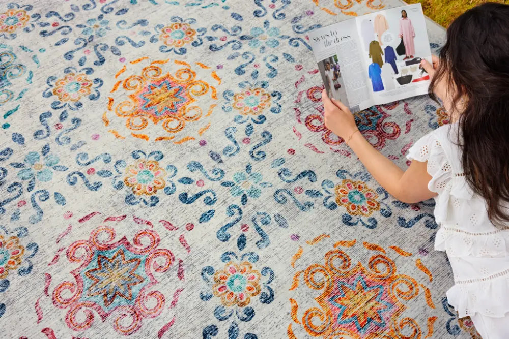 Hug Rug Eco-Washable Modern Damask 120X185 Multicoloured Rug ...