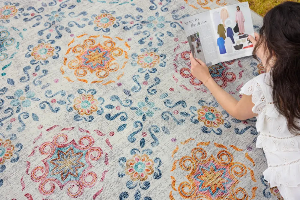 Hug Rug Eco-Washable Modern Damask 120X185 Multicoloured Rug ...