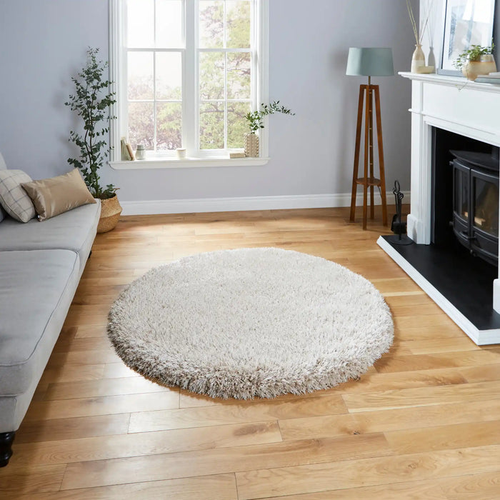 Think Rugs montana beige Beige Living Room Shaggy Rug.