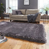 Think Rugs montana dark grey Grey Living Room Shaggy Rug.