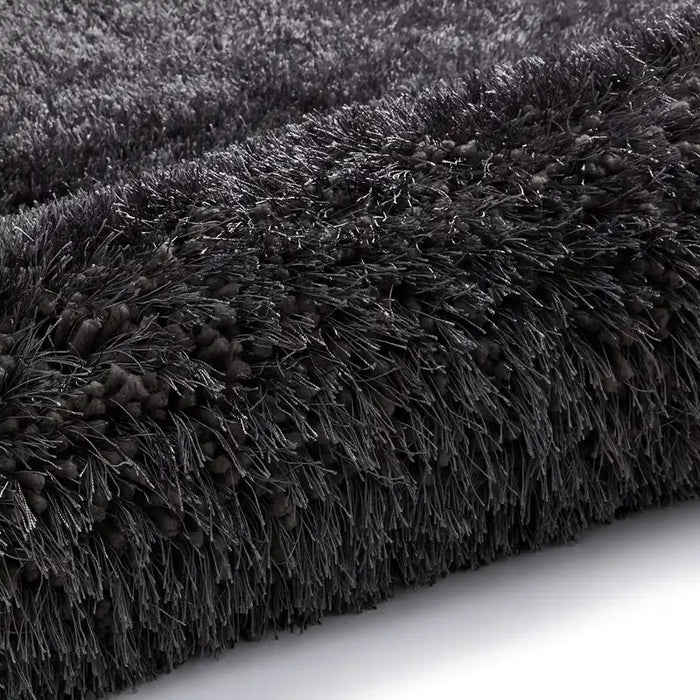 Think Rugs montana dark grey Grey Living Room Shaggy Rug.