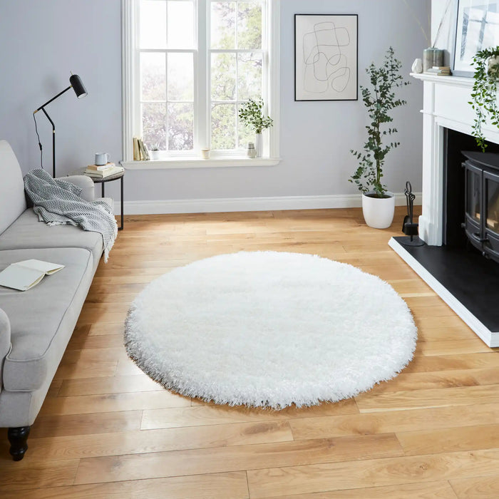 Think Rugs montana ivory Ivory Living Room Shaggy Rug.
