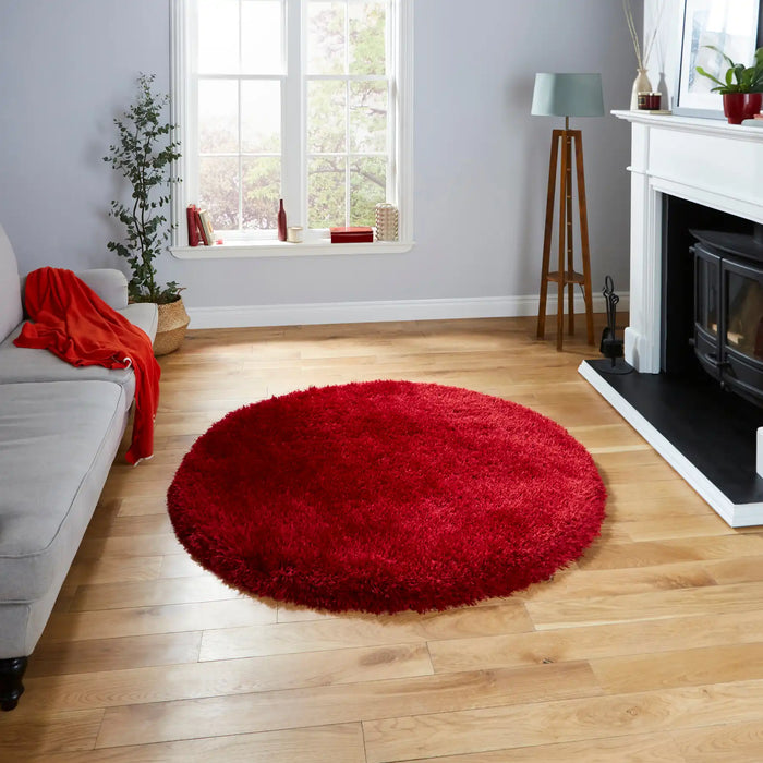 Think Rugs montana red Red Living Room Shaggy Rug.