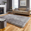Think Rugs montana silver Grey Living Room Shaggy Rug.
