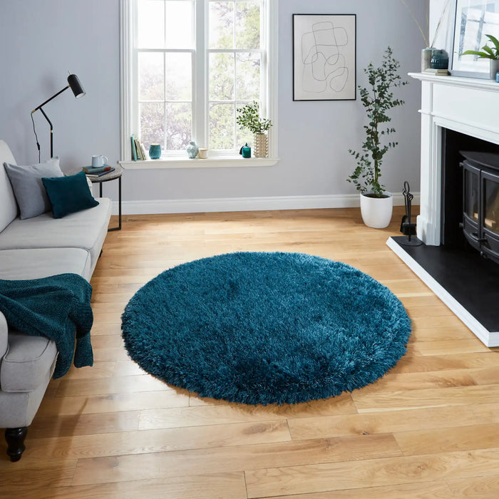 Think Rugs montana steel blue Blue Living Room Shaggy Rug.