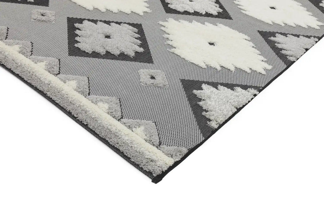 Asiatic monty mn01 black cream tribal Grey, Black, Ivory, Cream Living Room Geometric Rug.