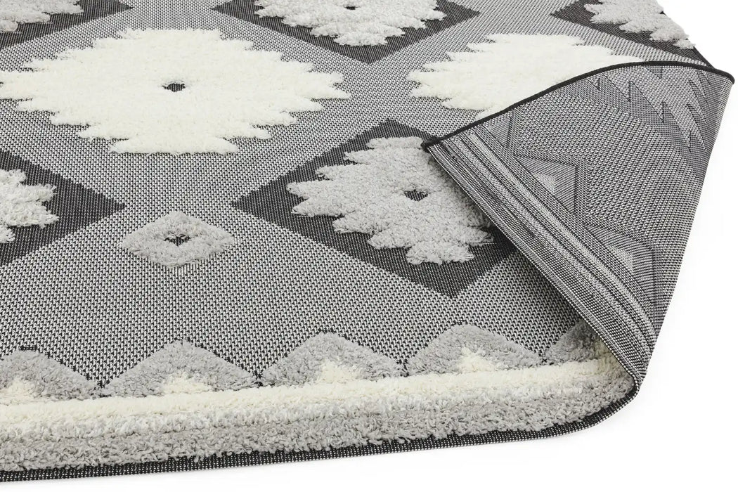 Asiatic monty mn01 black cream tribal Grey, Black, Ivory, Cream Living Room Geometric Rug.
