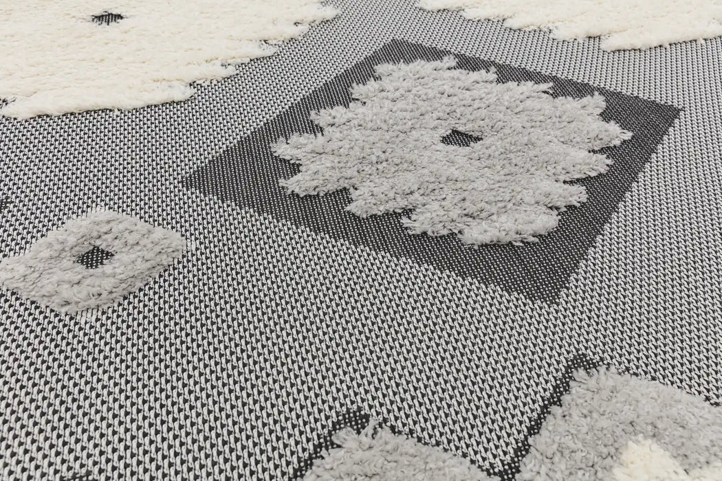 Asiatic monty mn01 black cream tribal Grey, Black, Ivory, Cream Living Room Geometric Rug.
