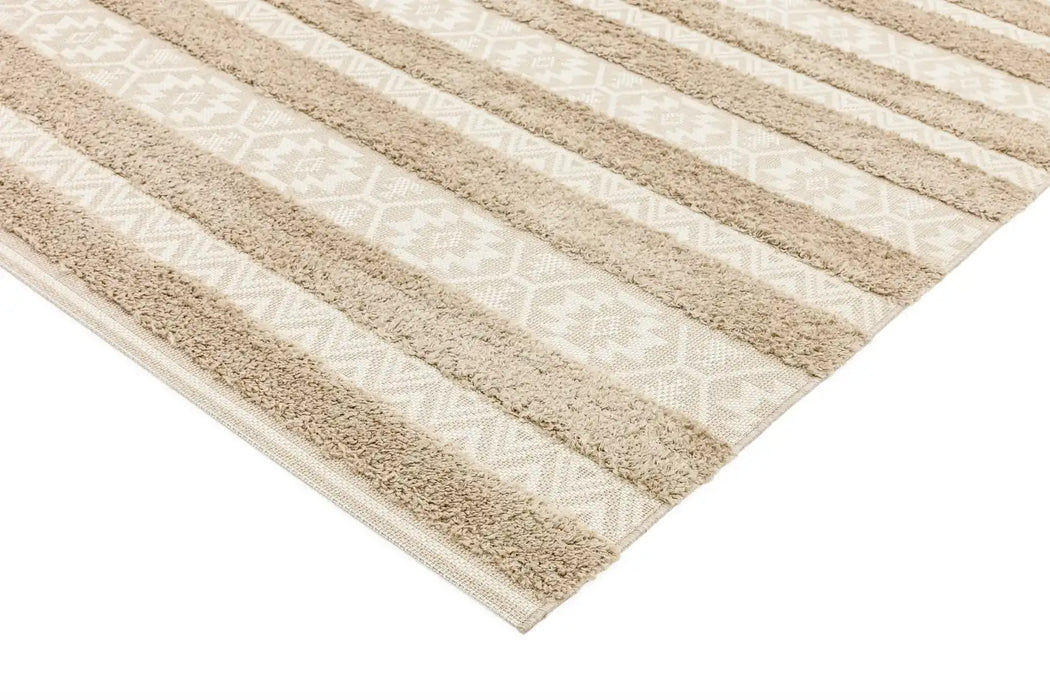 Asiatic monty mn04 natural cream stripe Beige, Ivory, Cream Living Room Geometric Rug.