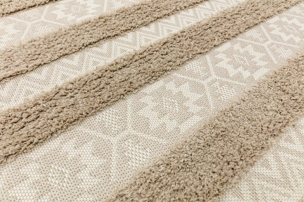 Asiatic monty mn04 natural cream stripe Beige, Ivory, Cream Living Room Geometric Rug.