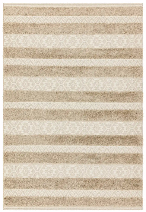 Asiatic monty mn04 natural cream stripe Beige, Ivory, Cream Living Room Geometric Rug.