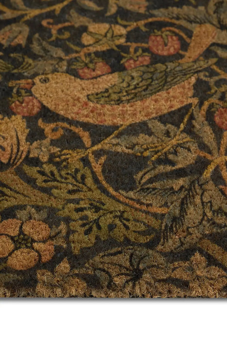Morris & Co Door Mat Printed Coir Strawberry Thief Navy