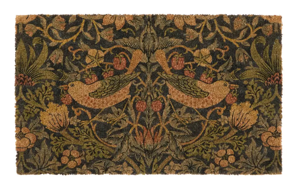 Morris & Co Door Mat Printed Coir Strawberry Thief Navy