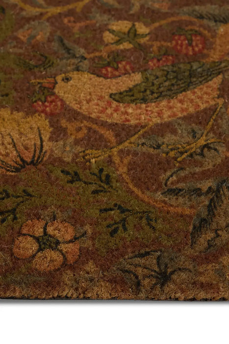Morris & Co Door Mat Printed Coir Strawberry Thief Red