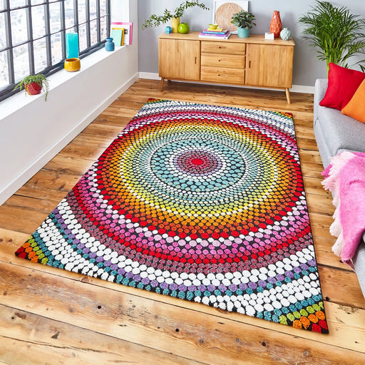 Think Rugs mosaic 22844 multi Multicoloured Living Room Geometric Rug.