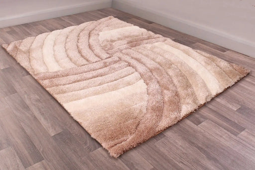 URCO 3d carved mumbai natural Brown, Beige Living Room Geometric Rug.