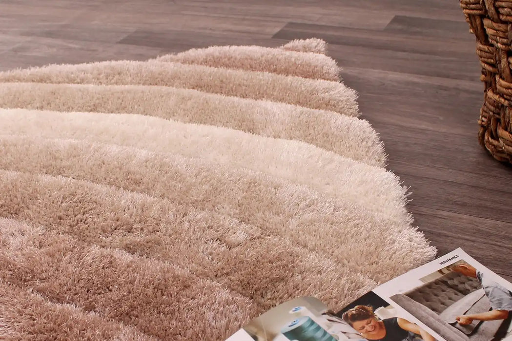 URCO 3d carved mumbai natural Brown, Beige Living Room Geometric Rug.