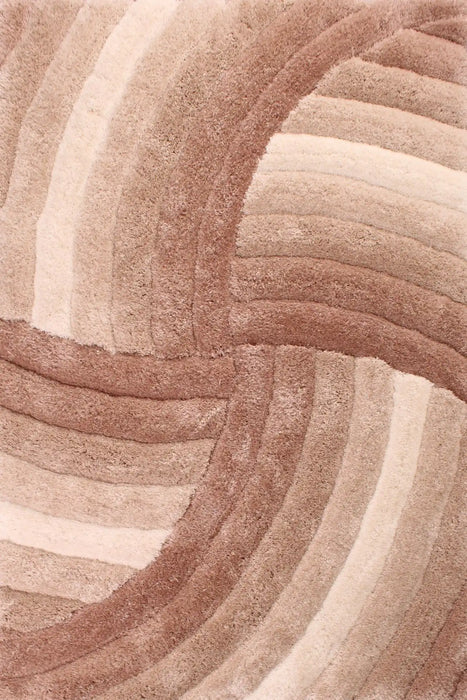 URCO 3d carved mumbai natural Brown, Beige Living Room Geometric Rug.