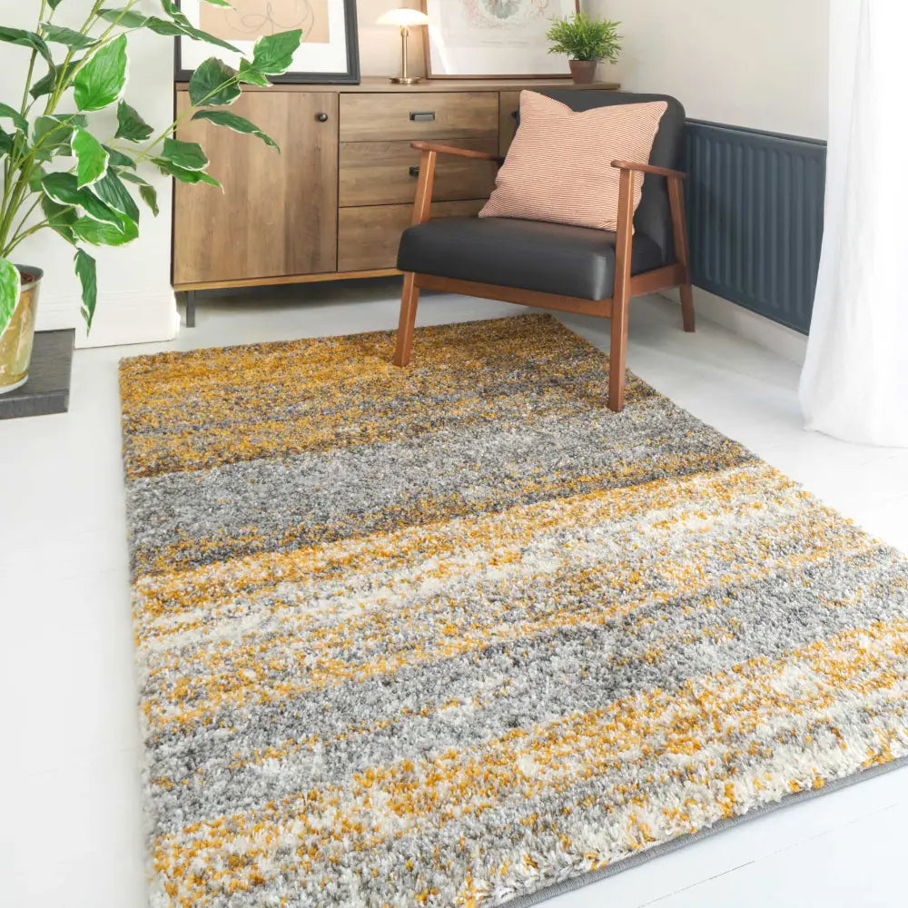 Alder Stripe Ochre Yellow Rug — RugsDirect Online