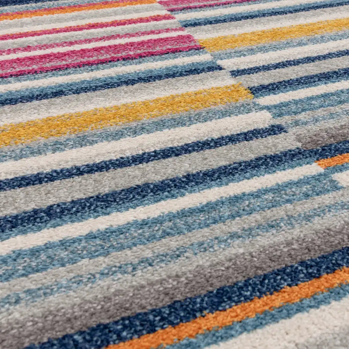 Asiatic muse mu06 multi stripe Multicoloured Living Room Geometric Rug.