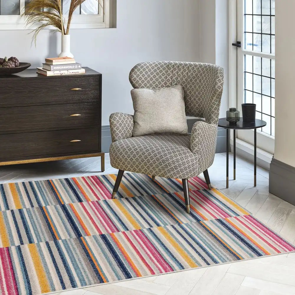 Muse MU06 Multi Stripe Multicoloured Rug — RugsDirect Online