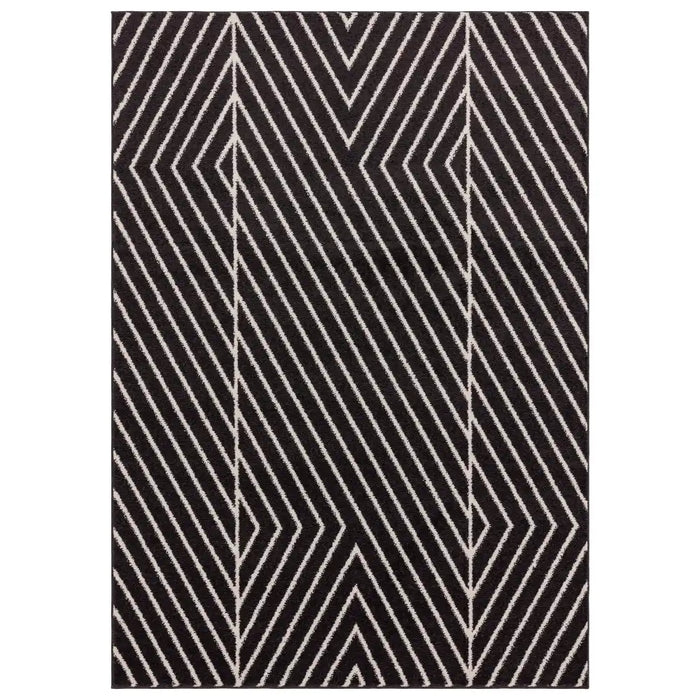 Asiatic muse mu10 black linear Black Living Room Geometric Rug.