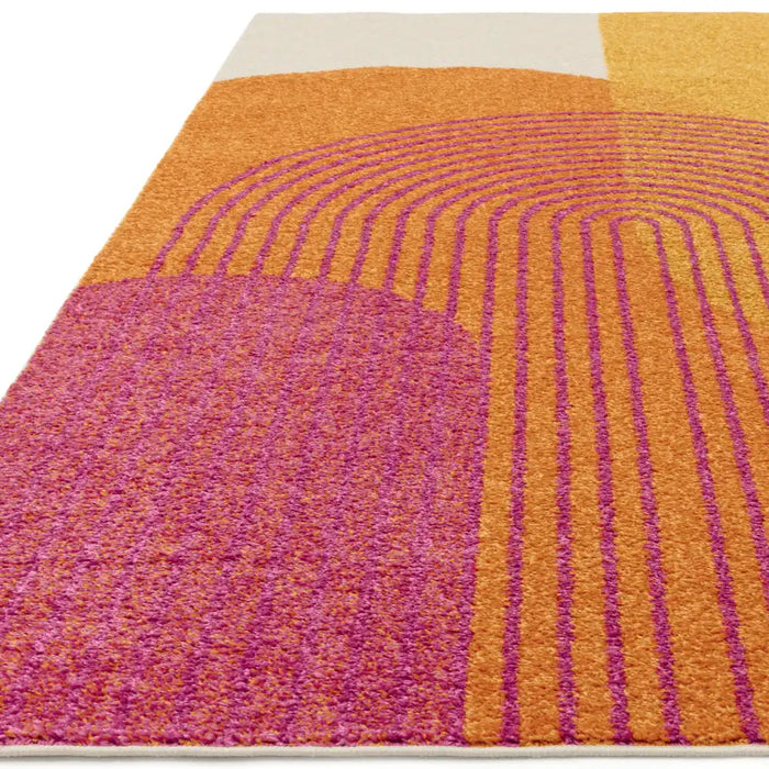 Asiatic muse mu13 orange retro Yellow, Multicoloured, Orange Living Room Geometric Rug.
