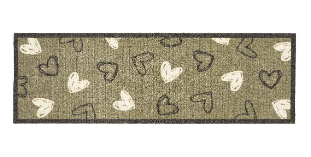 My Mat Nylon Indoor Pattern My Welcome Hearts Sage