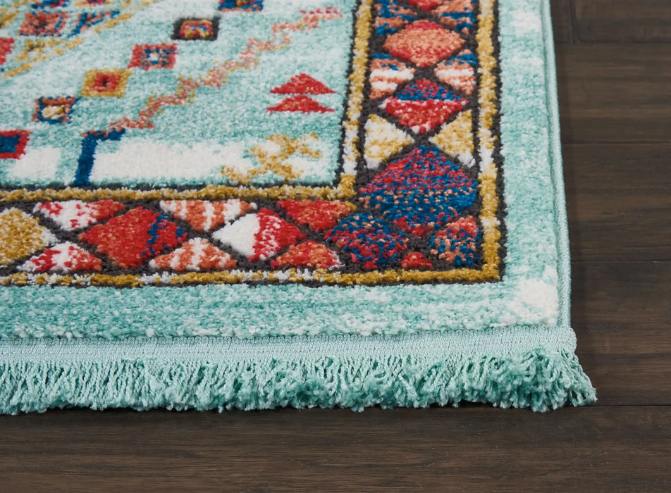 Nourison navajo nourison nav02 aqua Green Living Room Geometric Rug.