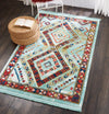 Nourison navajo nourison nav02 aqua Green Living Room Geometric Rug.
